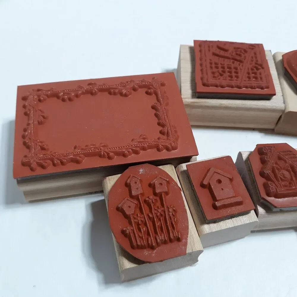 Stampin Up Lot of 9 Rubber Stamp Set 1996 1997 Birdhouse Heart Flag Patriotic